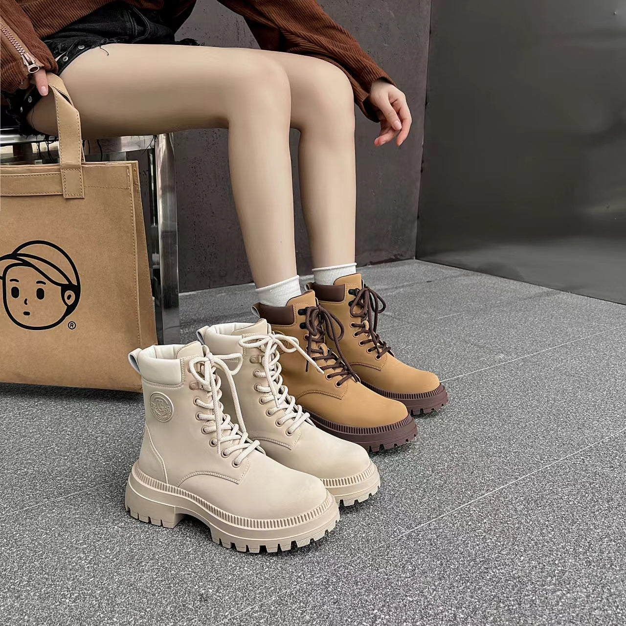 Mylu | TONIC in Yellow | Women's Lightweight Soft Platform Combat Boots