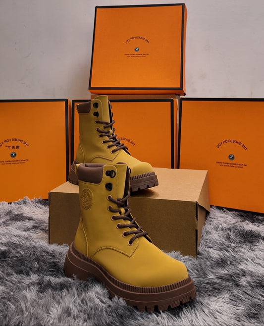 Mylu | TONIC in Yellow | Women's Lightweight Soft Platform Combat Boots